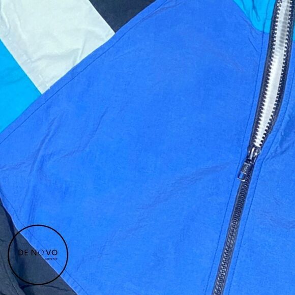 Cheetah Men's Vintage Full Zip Windbreaker Jacket Size Medium Black&blue - Picture 5 of 7